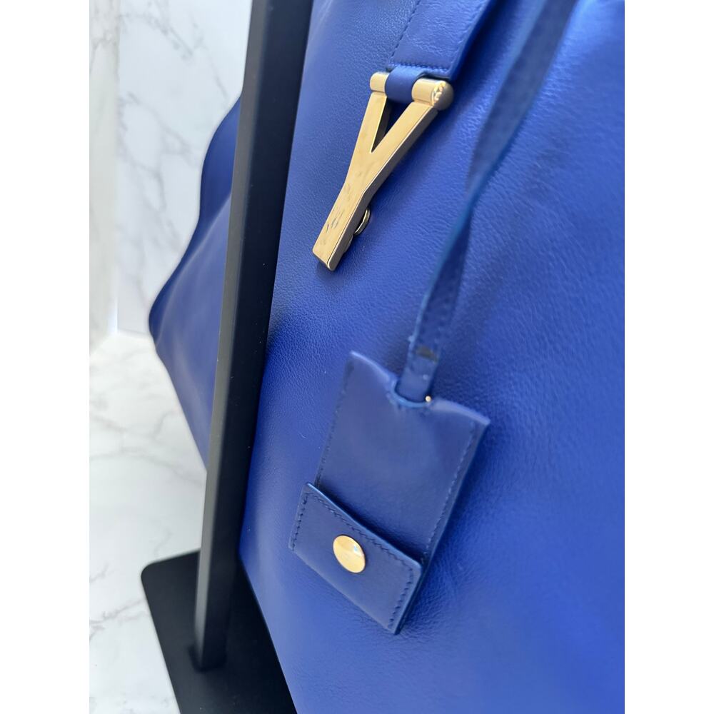 YSL Saint Laurent Classic Y Cabas Chyc Satchel  Blue Leather - Picture 11 of 16